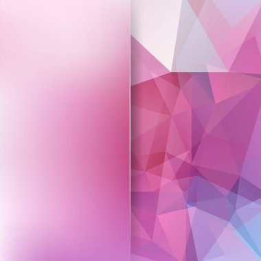 Soyut mozaik arka plan. Bulanık arkaplan. Üçgen geometrik arkaplan. Tasarım elemanları. Vektör çizimi. Pembe, mor renkler.