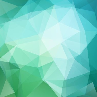 Soyut mozaik arka plan. Üçgen geometrik arkaplan. Tasarım elemanları. Vektör çizimi. Yeşil, mavi renkler.