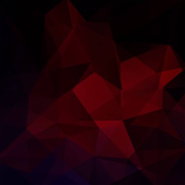 Koyu kırmızı üçgenlerden oluşan soyut bir arka plan. İş sunumları veya web şablonu afişi için geometrik tasarım. Vektör illüstrasyonu