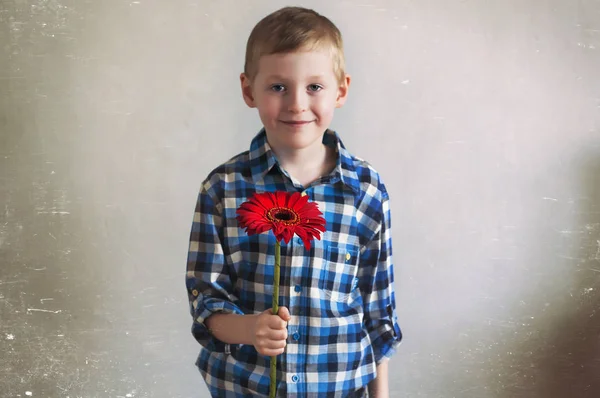 Un niño dando una flor Imagen De Stock