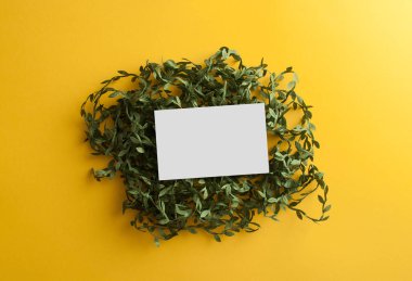 Yeşil tırmanma dalları olan tebrik kartı