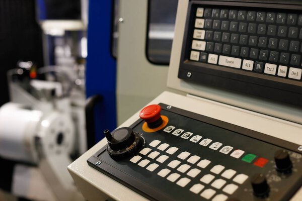 keyboard on a control panel of CNC machine