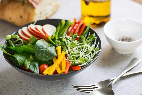 Apfel mit Spinatsalat — Stockfoto