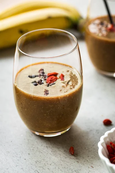 Banana,Flax meal and Goji Coffee Smoothie — Stock Photo, Image