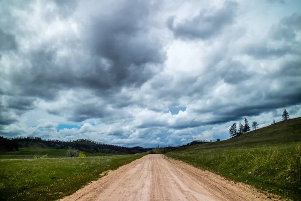 Ein langer Weg entlang der Straße des Custer State Park, South Dakota — Stockfoto