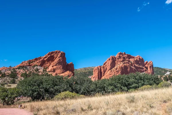 A natural red rock corral rock formations in Garden of the Gods