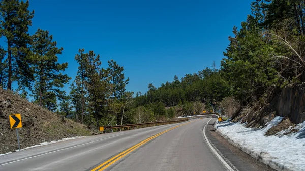 Viaje Por Carretera Recorriendo Hermoso Bosque Del Lugar —  Fotos de Stock