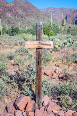 Apaceh Trail, AZ, ABD - 20 Ekim 2019 Jacobs Crosscut Mountain Trailhead