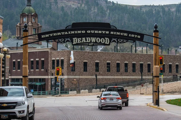 Deadwood Usa May 2019 Welcoming Signboard Entry Point Preserve Historic — Stock Photo, Image