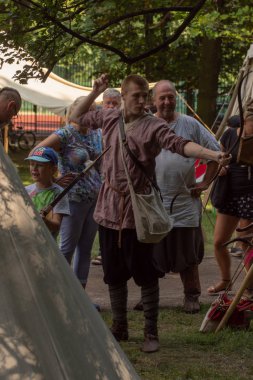 Bytom, Silesia, Polonya 01 / 09 / 2019 Ortaçağ Fuarı. Gösteriler 