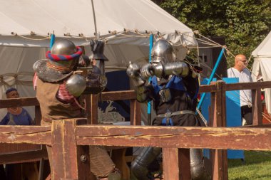 Bytom, Silesia, Polonya 01 / 09 / 2019 Ortaçağ Fuarı. Gösteriler 