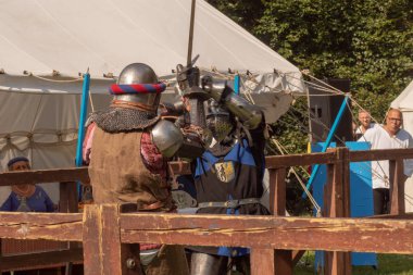 Bytom, Silesia, Polonya 01 / 09 / 2019 Ortaçağ Fuarı. Gösteriler 