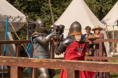 Bytom, Silesia, Polonya 01 / 09 / 2019 Ortaçağ Fuarı. Gösteriler 