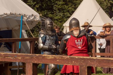 Bytom, Silesia, Polonya 01 / 09 / 2019 Ortaçağ Fuarı. Gösteriler 