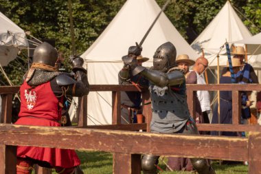 Bytom, Silesia, Polonya 01 / 09 / 2019 Ortaçağ Fuarı. Gösteriler 