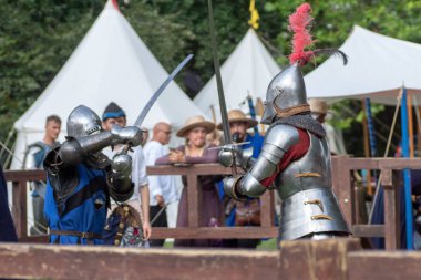 Bytom, Silesia, Polonya 01 / 09 / 2019 Ortaçağ Fuarı. Gösteriler 