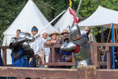 Bytom, Silesia, Polonya 01 / 09 / 2019 Ortaçağ Fuarı. Gösteriler 