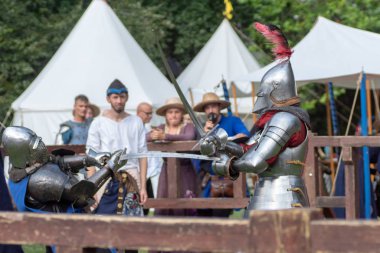 Bytom, Silesia, Polonya 01 / 09 / 2019 Ortaçağ Fuarı. Gösteriler 