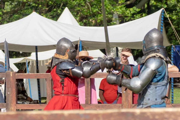 Bytom, Silezia, Polonia 01 / 09 / 2019 Târgul medieval. Demonstrații — Fotografie, imagine de stoc