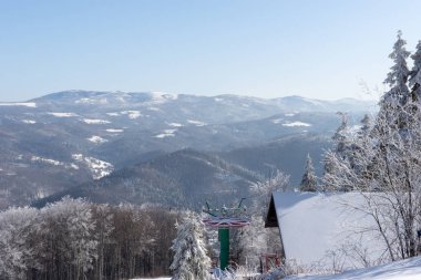 Czantoria 'nın zirvesinden kış manzarası
