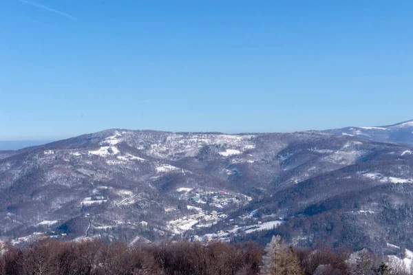Paesaggio montano invernale dalla cima della Czantoria — Foto Stock