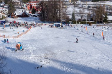 Ustro, Polonya 08 Şubat 2020 Kışları Czantoria 'da.