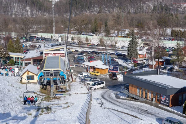 Ustroń, polen 08 februar 2020 winter in ustroń auf czantoria. — Stockfoto