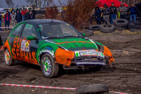 Gliwice, Polônia 10 Março 2019 Wreck Race Silesia. Wreck car raci — Fotografia de Stock