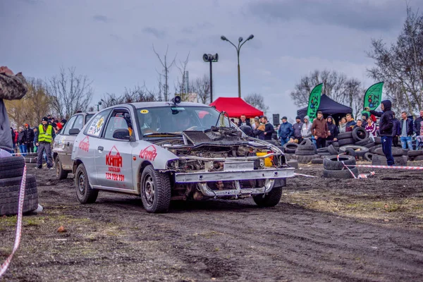 Gliwice, Polen 10. März 2019 Wrack Rennen Schlesien. Autowracks — Stockfoto