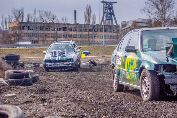 Gliwice, Polen 10 maart 2019 Wreck Race Silezië. Wrak auto raci — Stockfoto