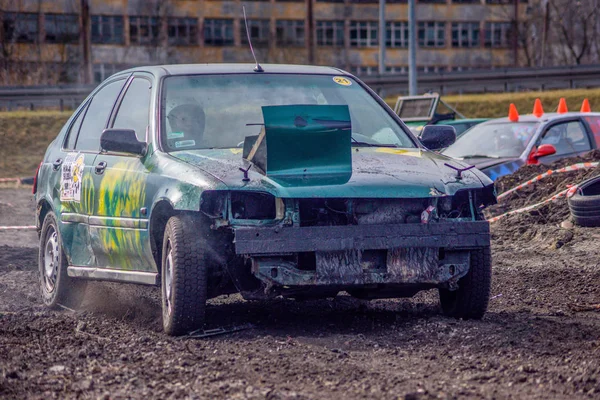 Gliwice, Polonia 10 marzo 2019 Wreck Race Slesia. Razzio auto raci — Foto Stock