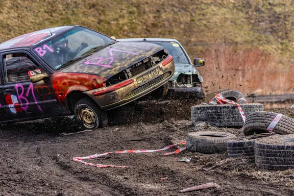 Gliwice, Polen 10. März 2019 Wrack Rennen Schlesien. Autowracks — Stockfoto