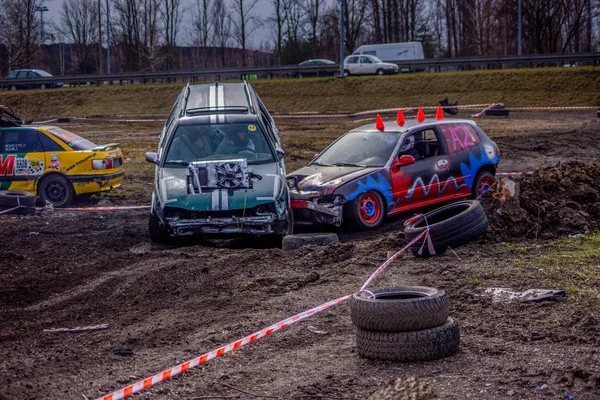 Gliwice, Polsko 10. března 2019 Wreck Race Silesia. Wreck car raci — Stock fotografie