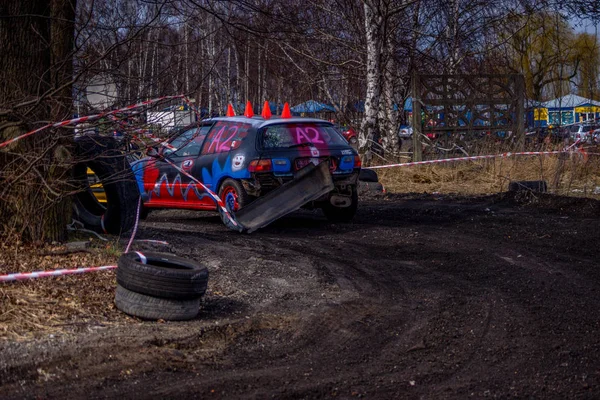 Gliwice, Polen 10 maart 2019 Wreck Race Silezië. Wrak auto raci — Stockfoto