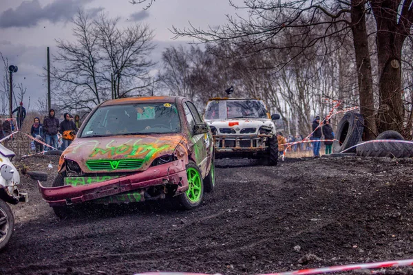 Gliwice, Polônia 10 Março 2019 Wreck Race Silesia. Wreck car raci — Fotografia de Stock