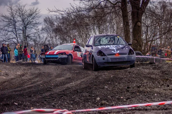 Gliwice, Polonia 10 marzo 2019 Wreck Race Slesia. Razzio auto raci — Foto Stock