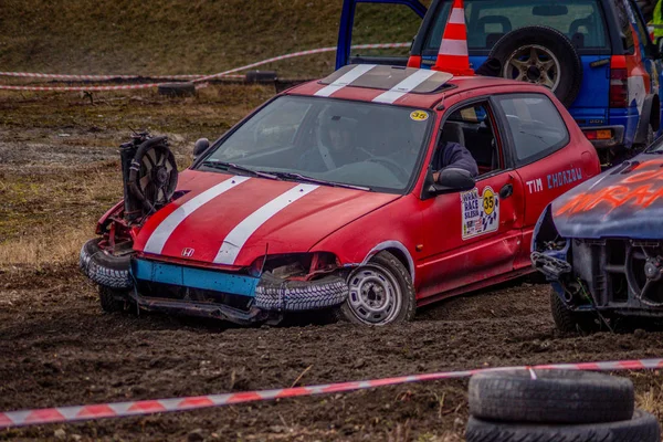 Gliwice, Polsko 10. března 2019 Wreck Race Silesia. Wreck car raci — Stock fotografie