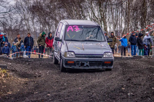 Gliwice, Polen 10 maart 2019 Wreck Race Silezië. Wrak auto raci — Stockfoto