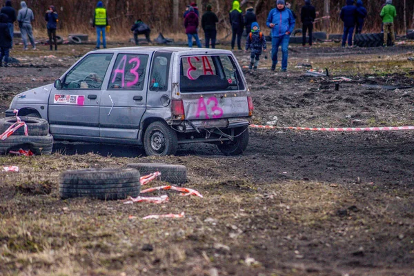 Gliwice, Pologne 10 mars 2019 Wreck Race Silesia. Épave voiture raci — Photo