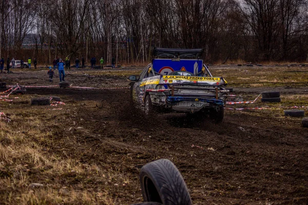 Gliwice, Polônia 10 Março 2019 Wreck Race Silesia. Wreck car raci — Fotografia de Stock