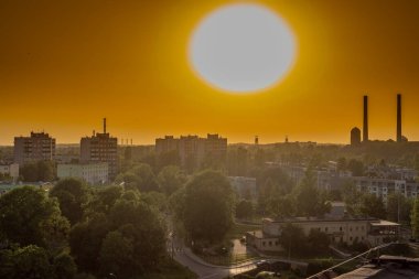 MIasto Bytom manzarası. Bytom Szombierki. Güzel