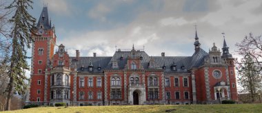 Plawniowice Polonya 08 Mart 2020. Plawniowice Park 'taki saray ve park kompleksi