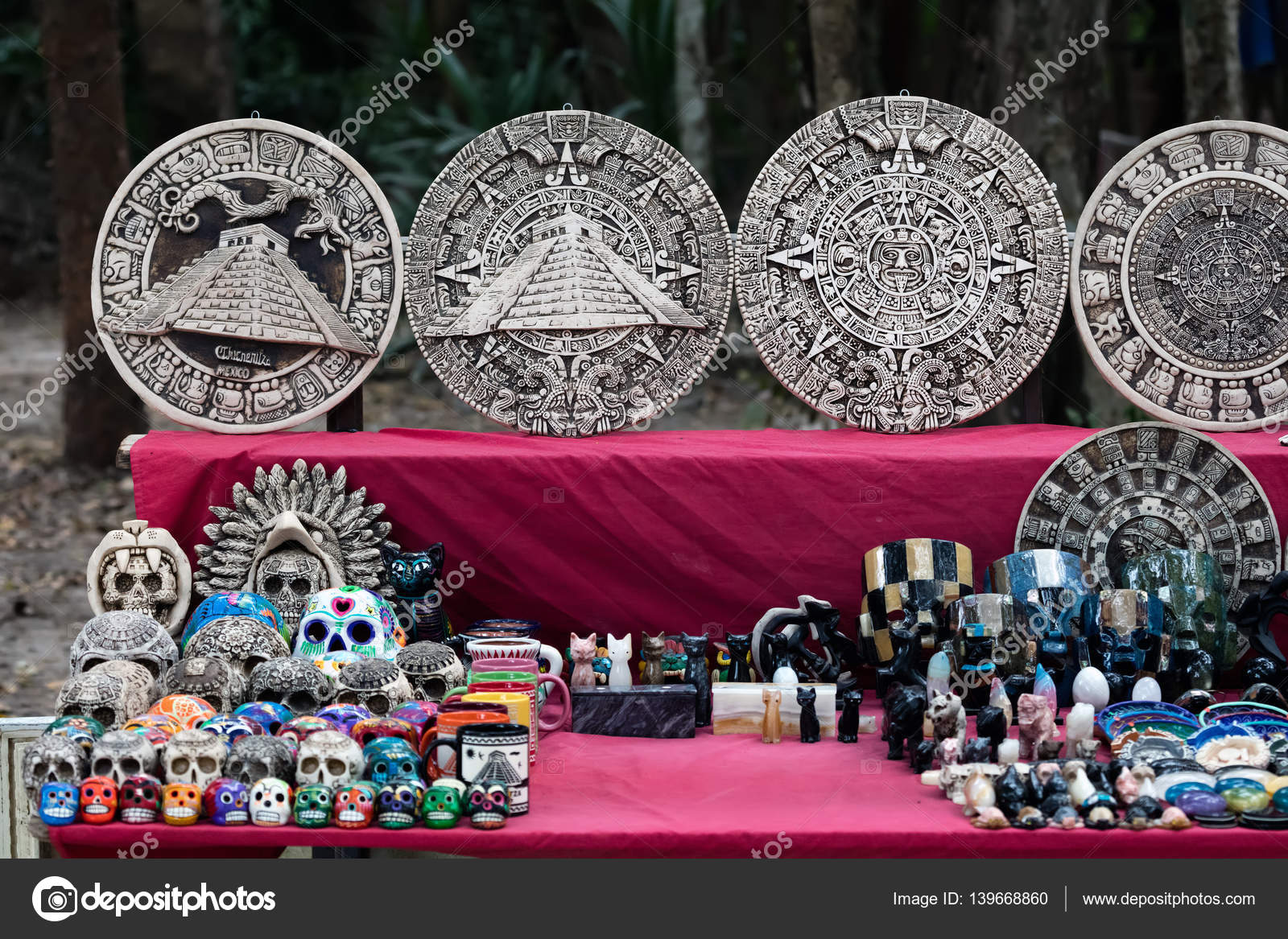 Mayan souvenirs on sale in Chichen Itza Stock Editorial Photo © vkorost 139668860