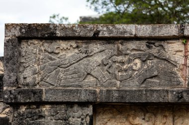 Eagles ve Jaguar platformunda Antik Maya duvar resmi