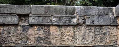 İnsan kalbi açgözlü bir kartal tasvir eden Antik Maya duvar resmi 