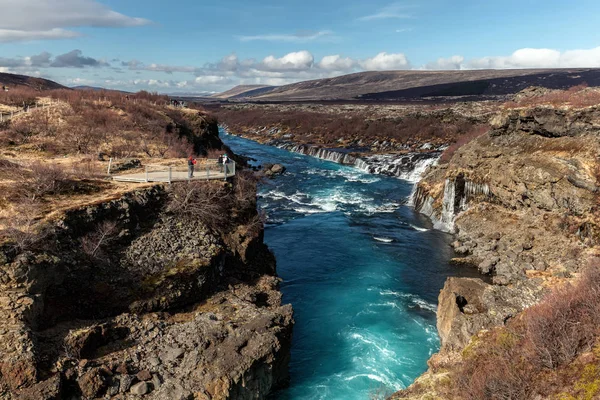 Hraunfossar vodopád na Islandu — Stock fotografie