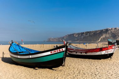 Praia da Nazare plajı Nazare, Portekiz