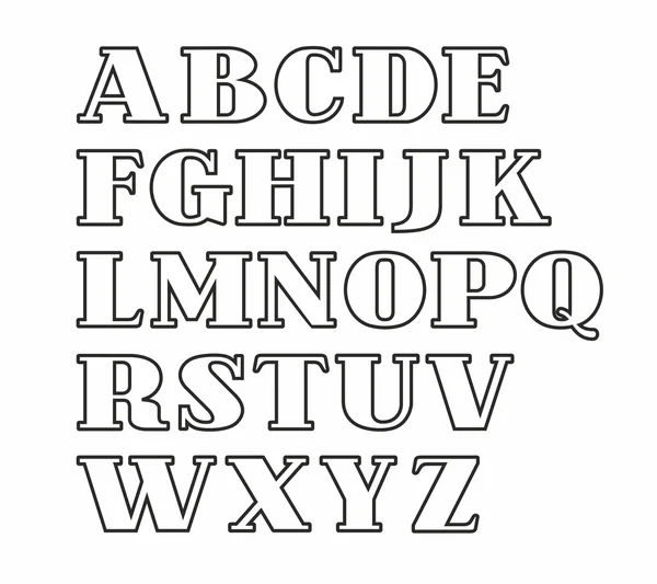 Англійський алфавіт, великими літерами, тонкі чорний контур. — стоковий вектор