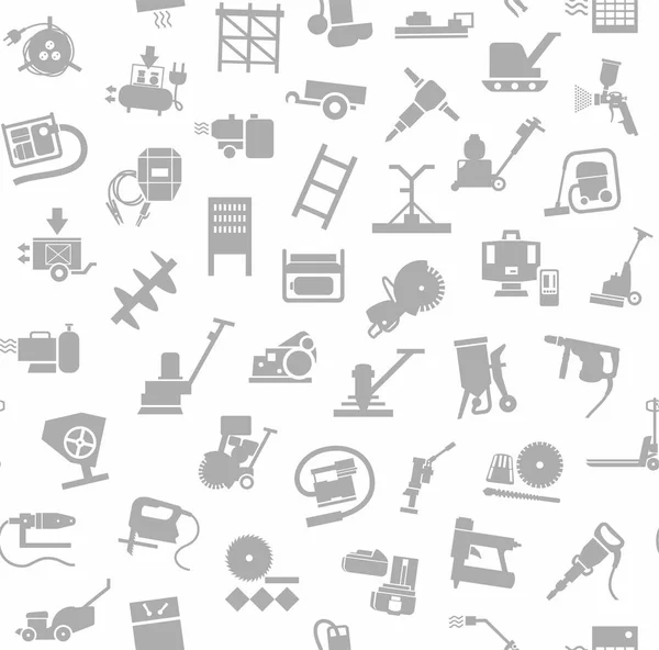 Construction equipment and tools, seamless background, white. — Stock Vector