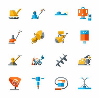 Beton, inşaat malzemeleri, simge renk ile çalışma için donatım. 